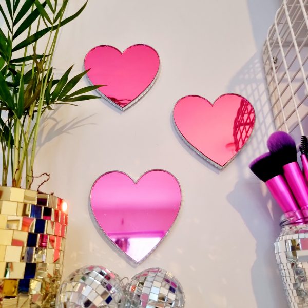 Pink acrylic disco hearts