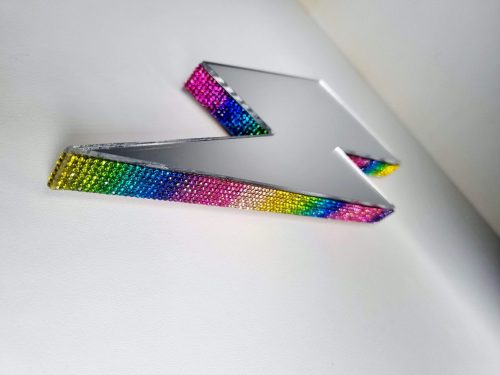 Mirrored rainbow lightning bolt wall art