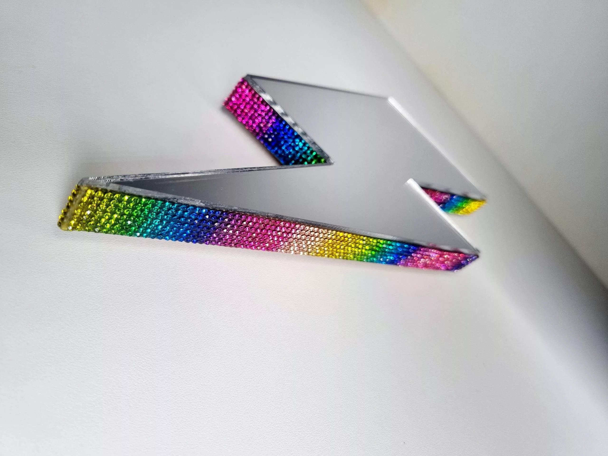 Mirrored rainbow lightning bolt wall art