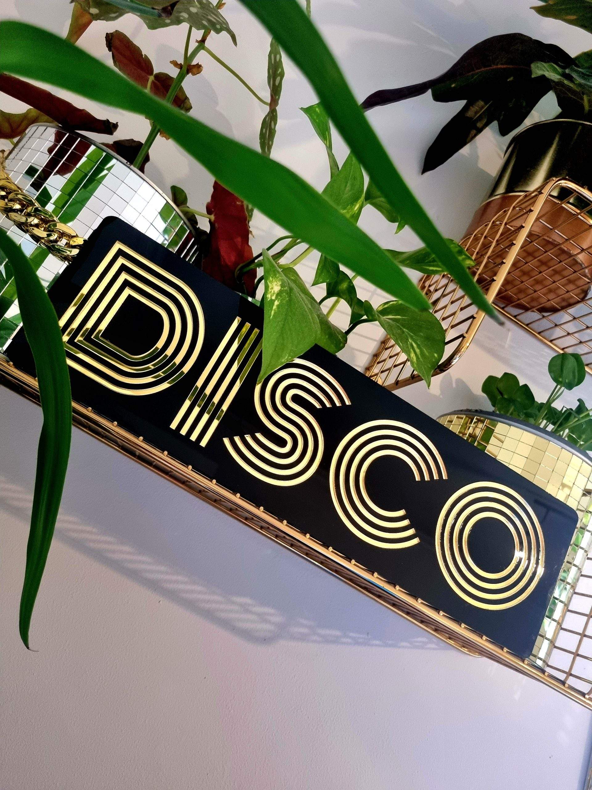 BLACK AND GOLD DISCO SIGN