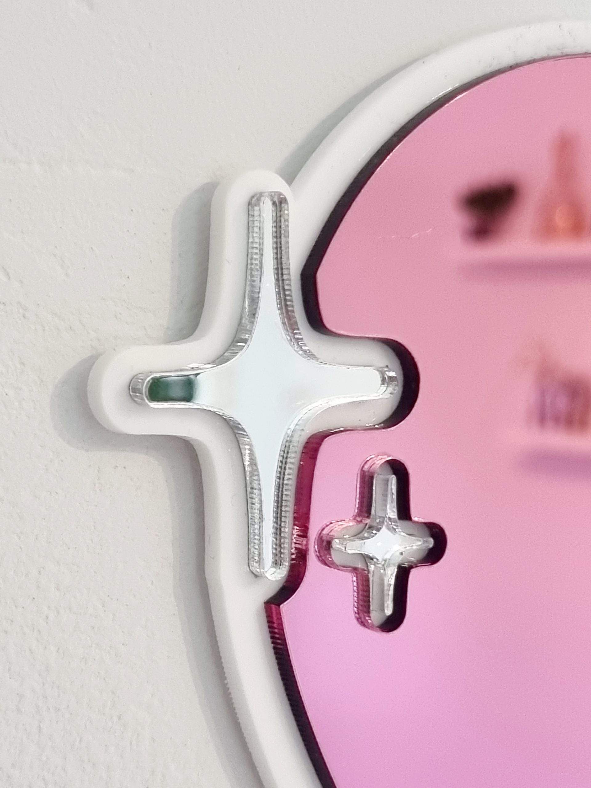 Pink pop art acrylic mirrored heart.
