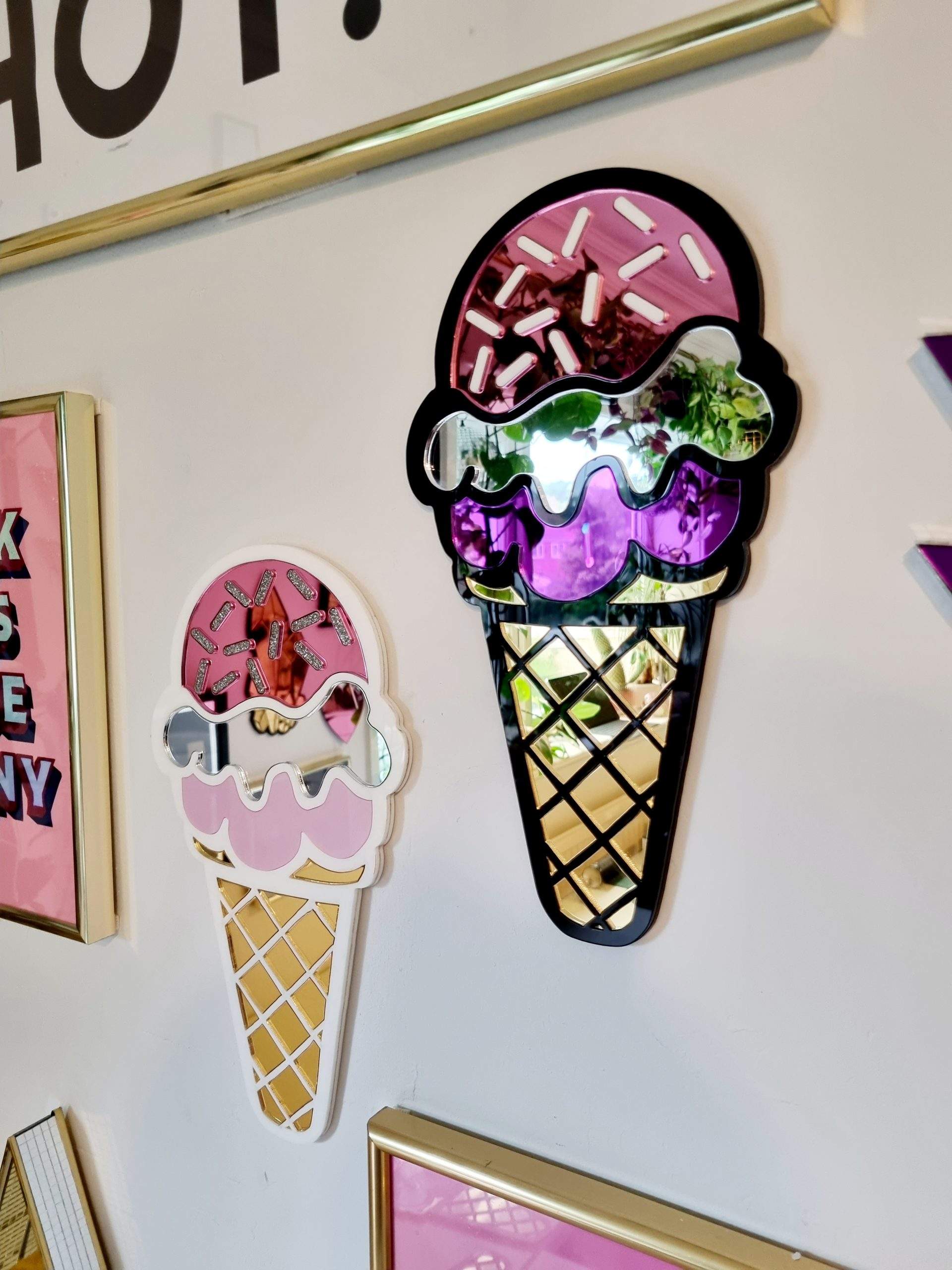 Pop art mirrored ice cream wall art.
