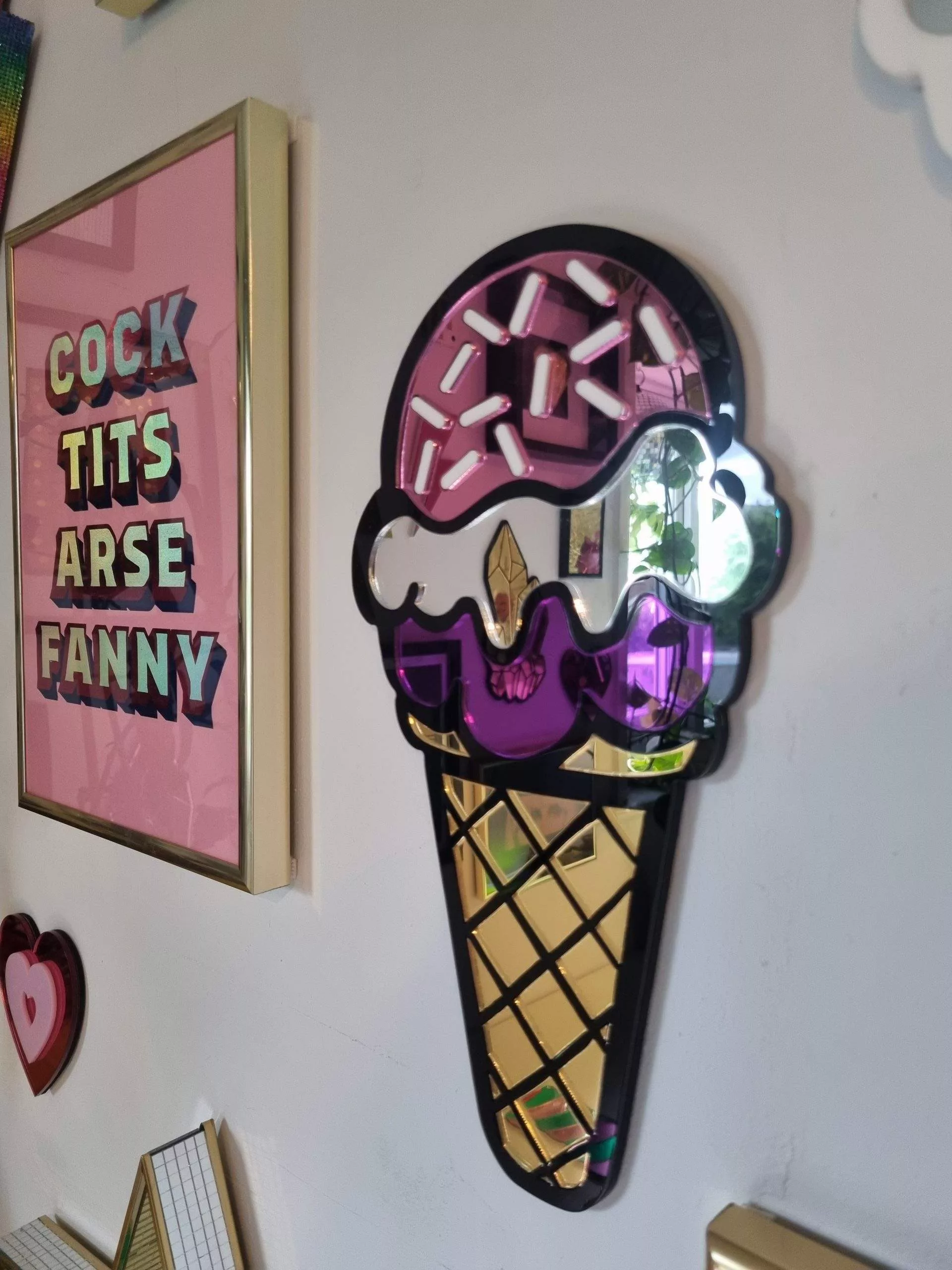 Pop art mirrored ice cream wall art.