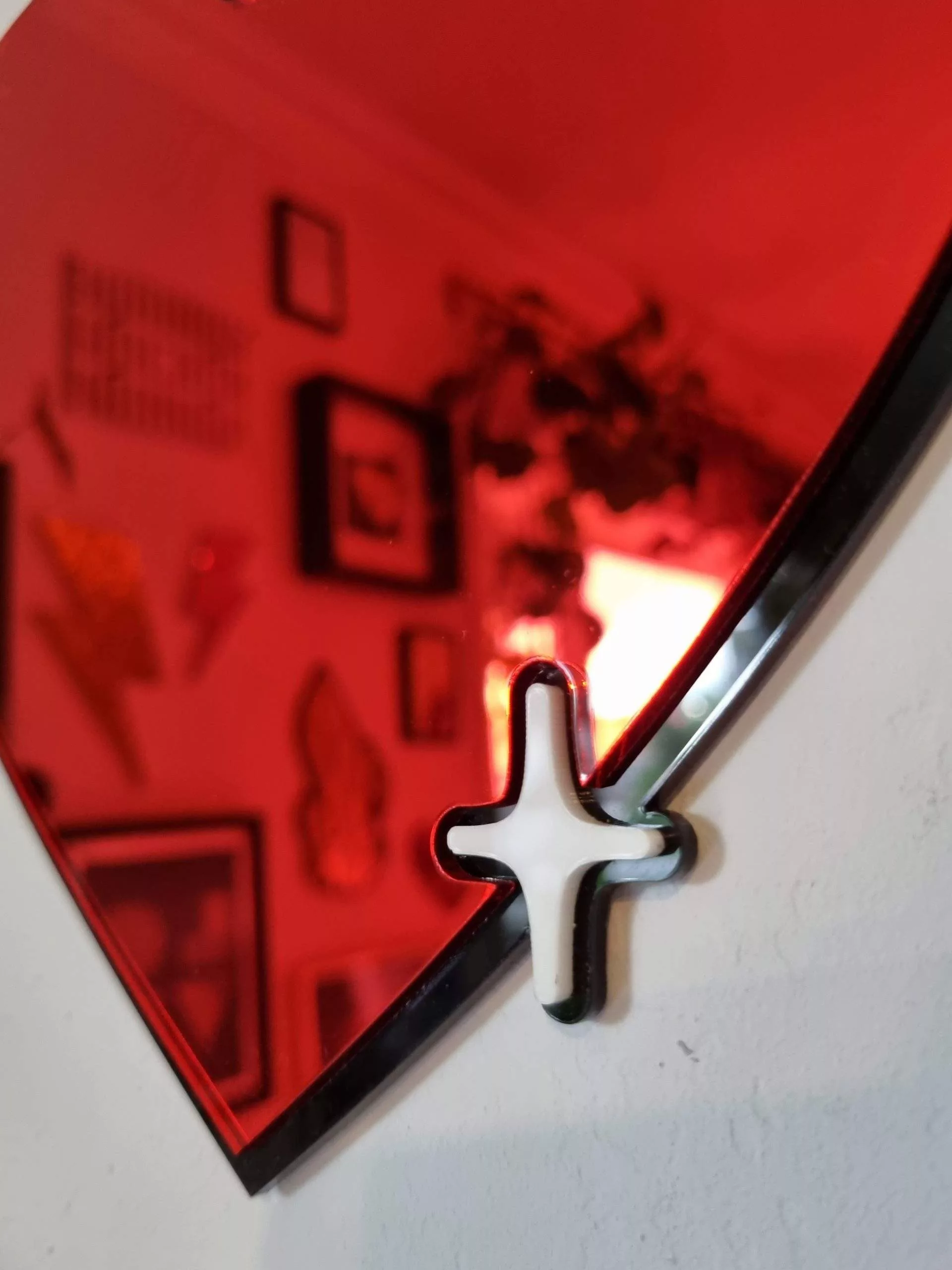 Red pop art love heart mirror wall art.
