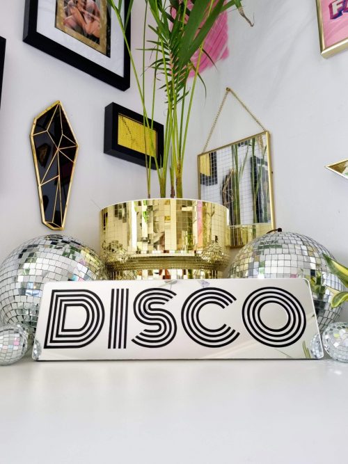 SILVER & BLACK DISCO WORD ART