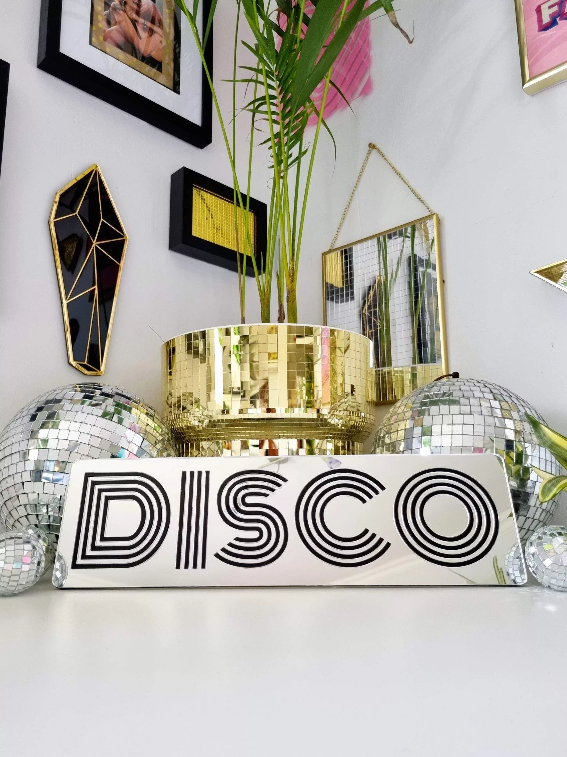 SILVER & BLACK DISCO WORD ART