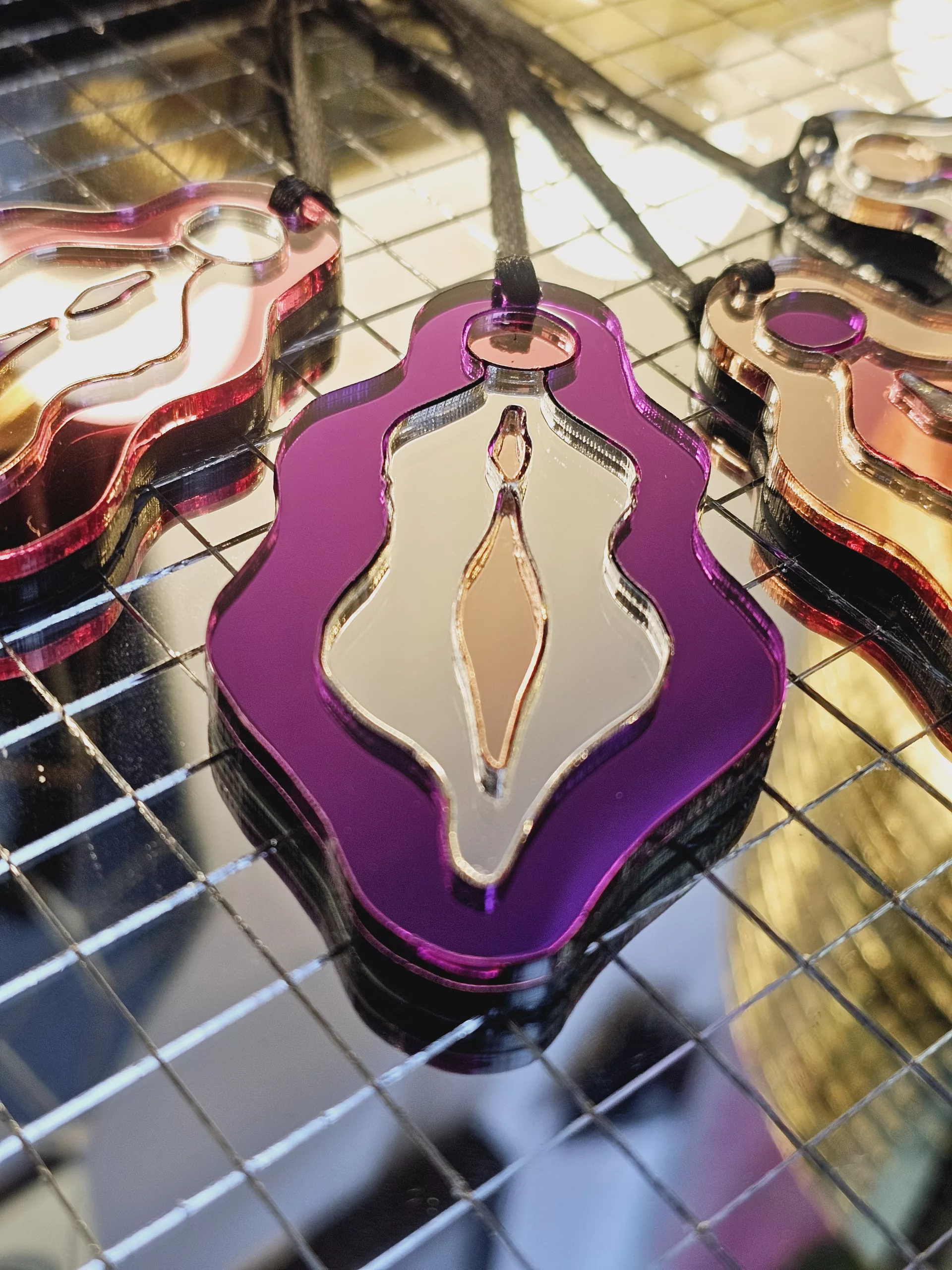 Christmas ornaments in the shape of vulvas.