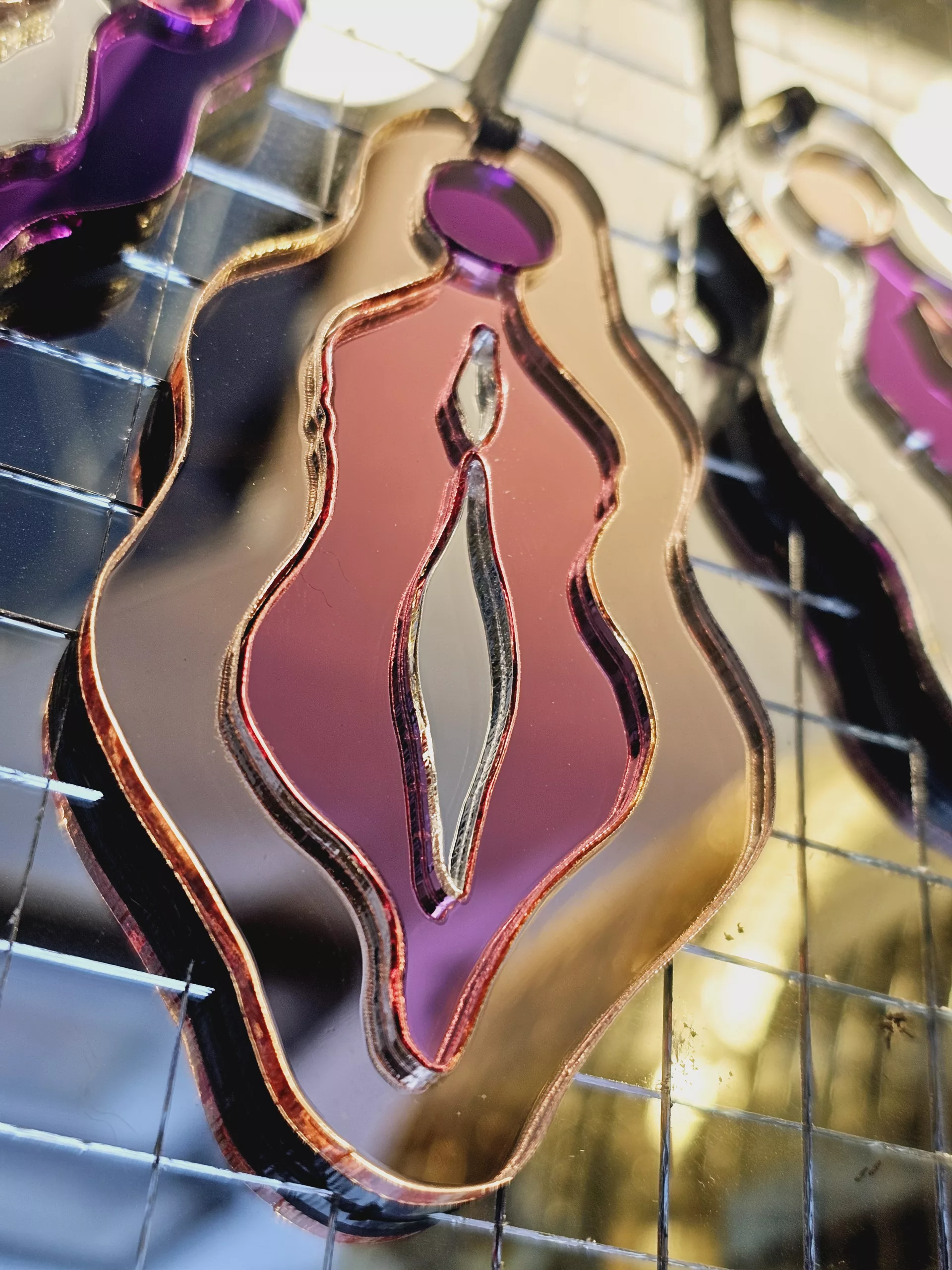 Christmas ornaments in the shape of vulvas.