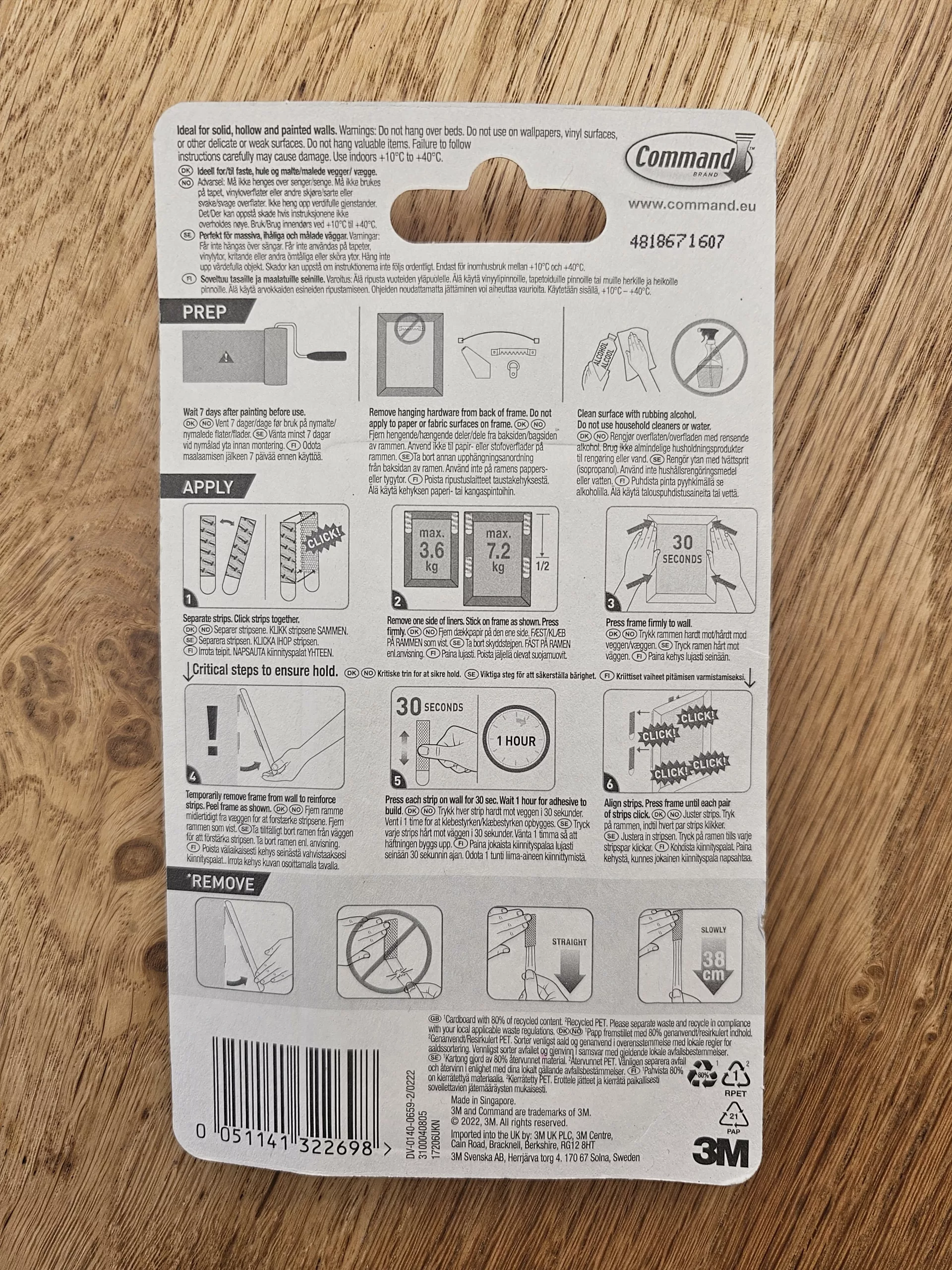 A picture of a pack of Command Picture Hanging strips.